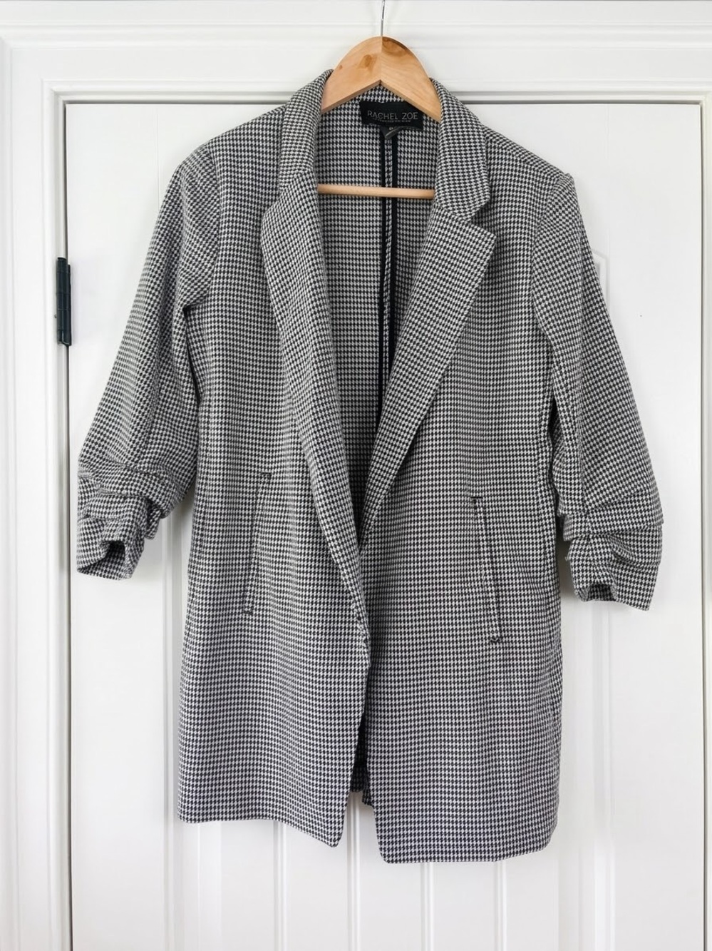 Rachel Zoe Black & White Houndstooth Oversized Blazer